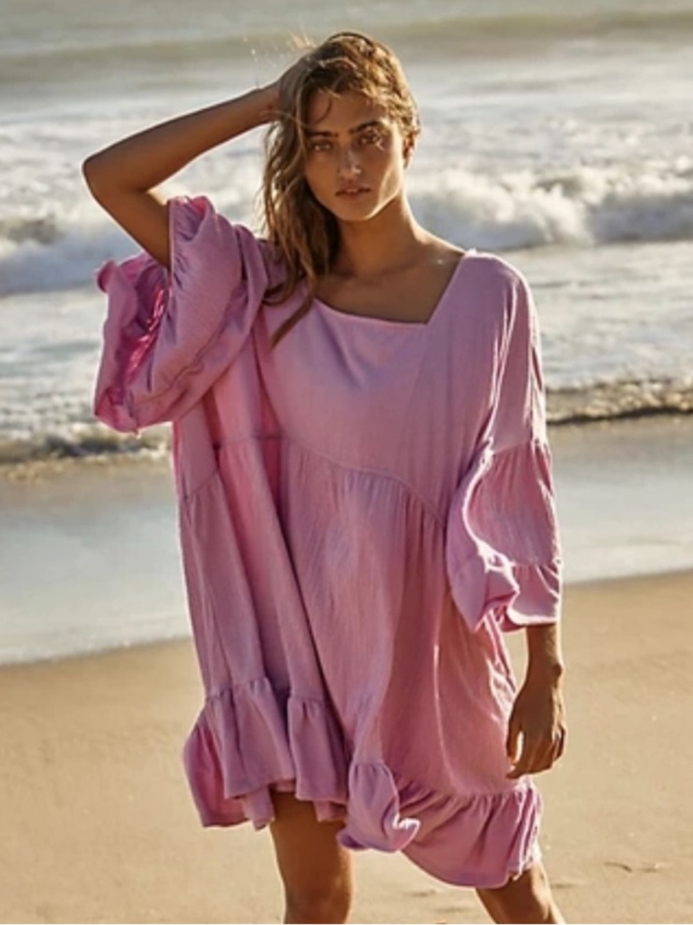 ·Free People Beach· Pink Bohemian El Mar Mini Dress Size Small